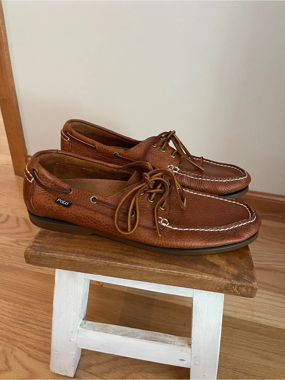 Polo by Ralph Lauren Cognac Brown Leather Boat Shoes